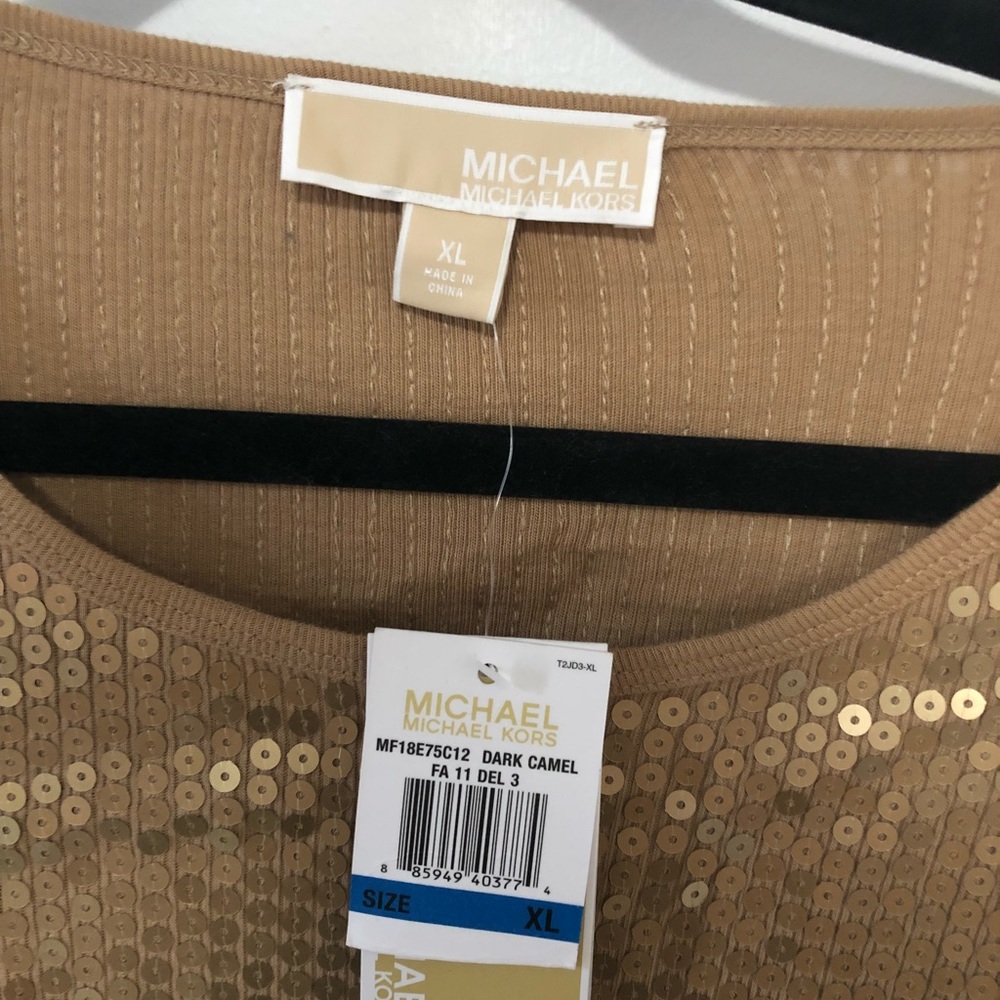 NWT Michael Kors long sleeve gold sequin dress